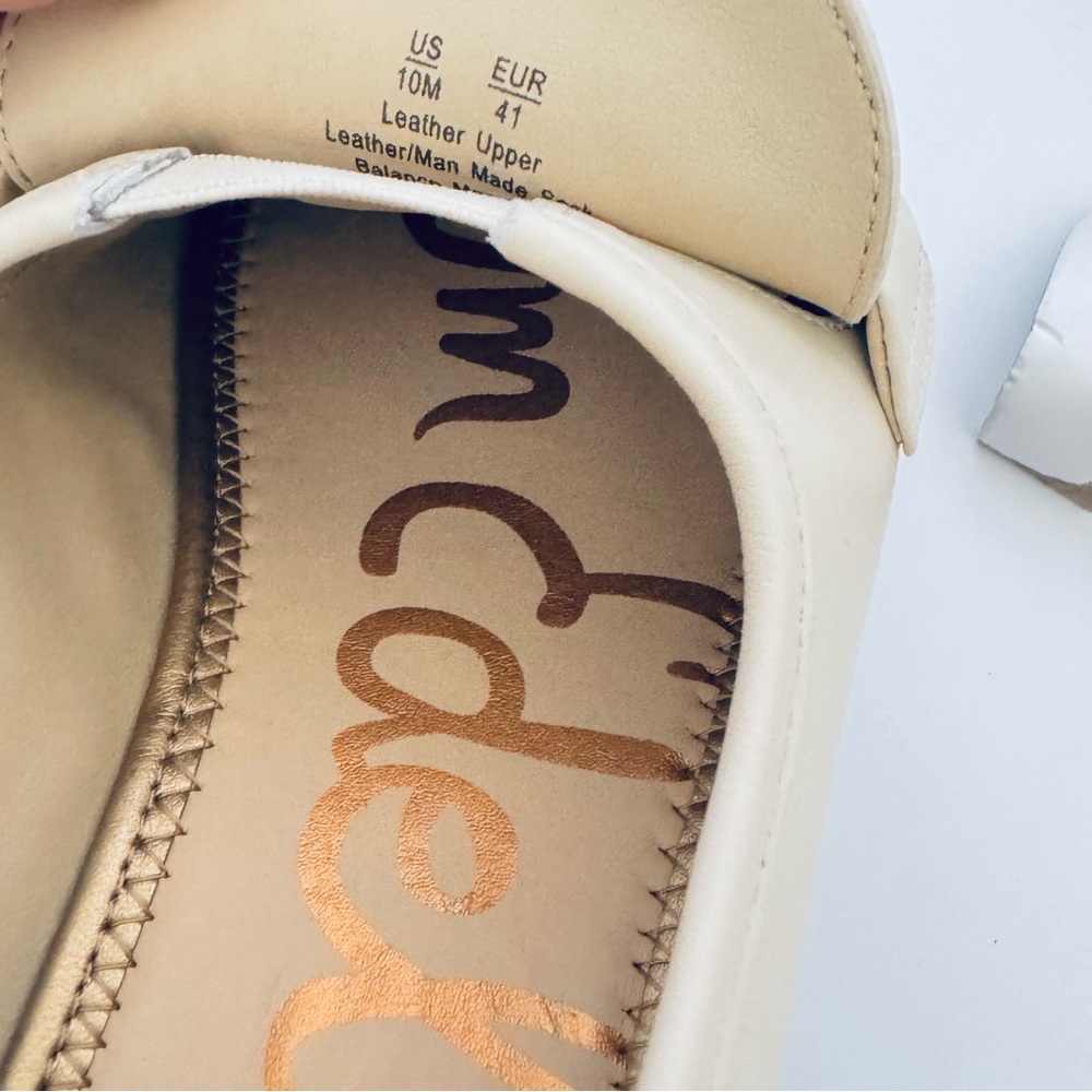 Sam Edelman Lucca Leather Loafers Cream with Gold Buckles Preppy Classic NEW 10 - Picture 9 of 9